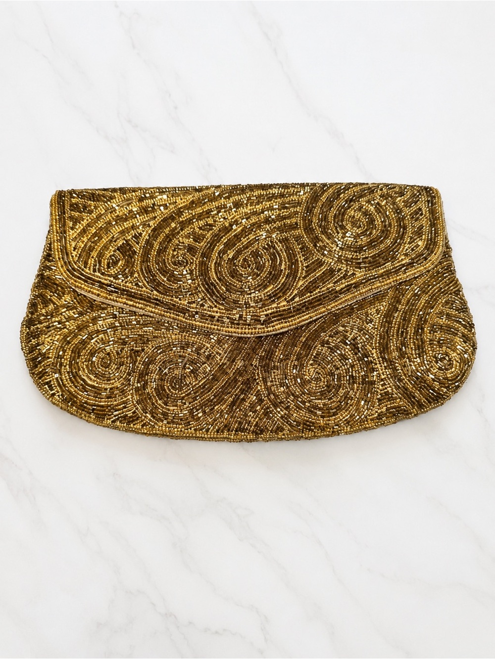 Vintage Gold Beaded Women's Evening Clutch Wedding Formal Ball Flap